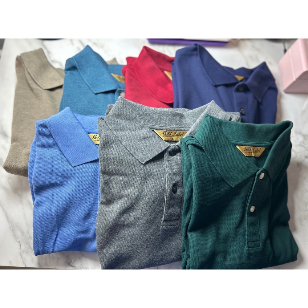 Roundtree & Yorke Gold Label Mens Pique Polo Shirt Bundle 7 Pack lot Large Multi